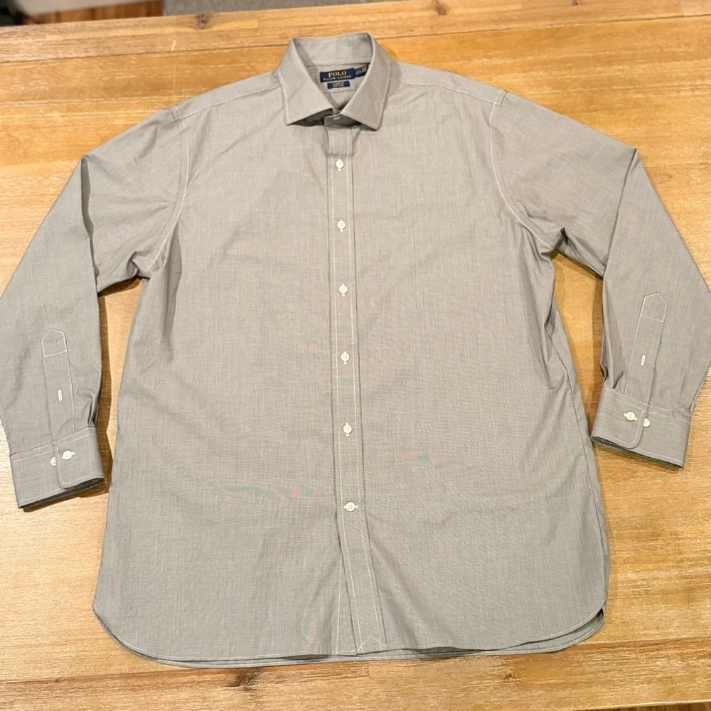 Polo Ralph Lauren Men’s Gray Classic Fit Easy Care Dress Shirt Size 17 1/2 34/35